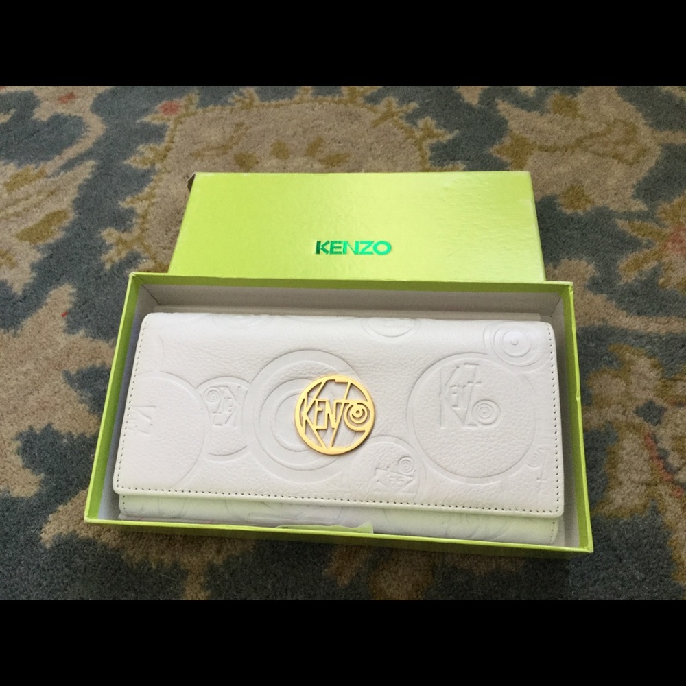 Kenzo Wallet White Leather New